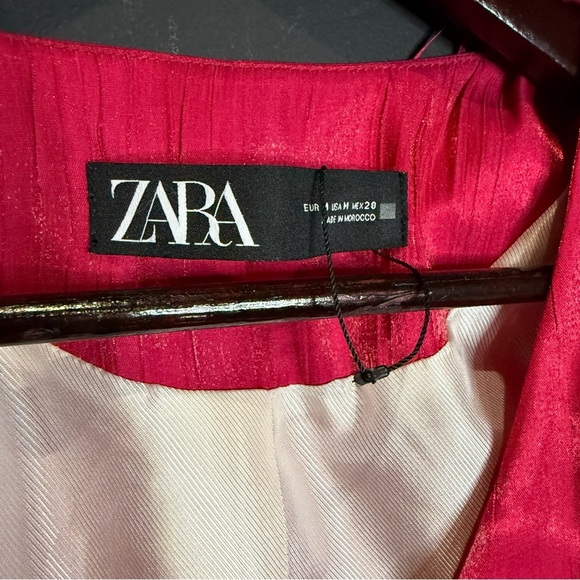 BNWT Zara Pink Blazer with Relaxed Silhouette and Self-Tie Belt - Picture 5 of 13